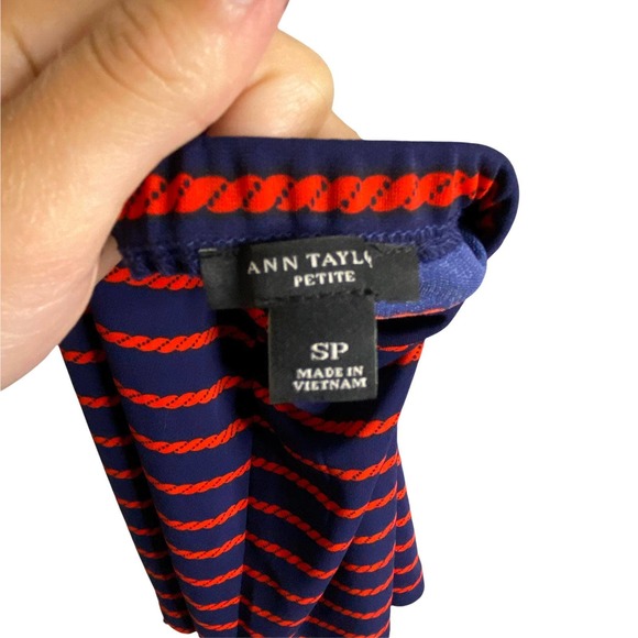 Ann Taylor Women's Top Red & Navy Nautical Striped Halter Tie Backless Size SP - Picture 4 of 4